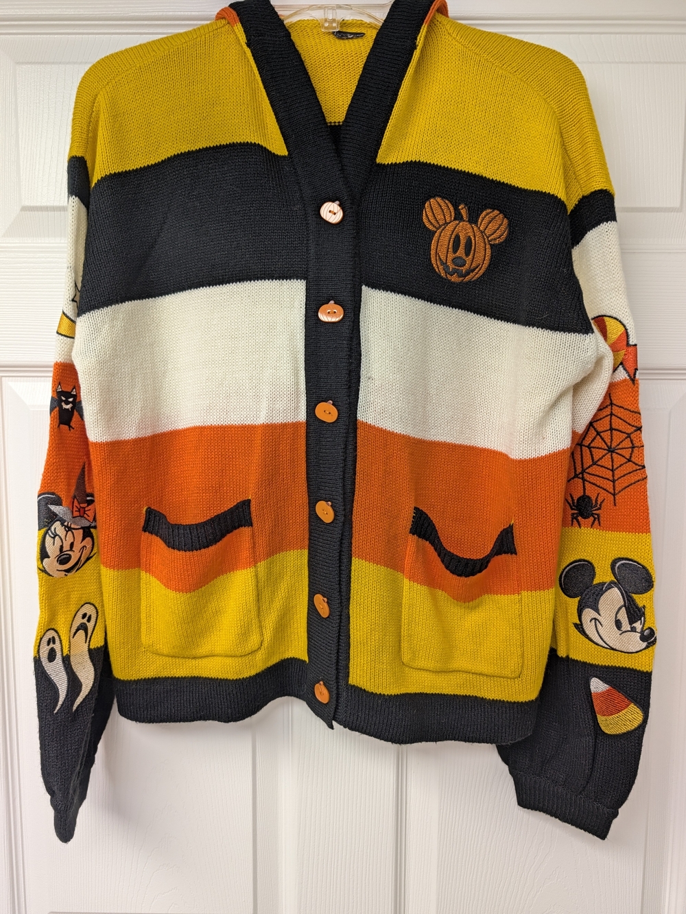 Disney Halloween Knit Hooded Cardigan Jacket - Yellow, Orange, Black